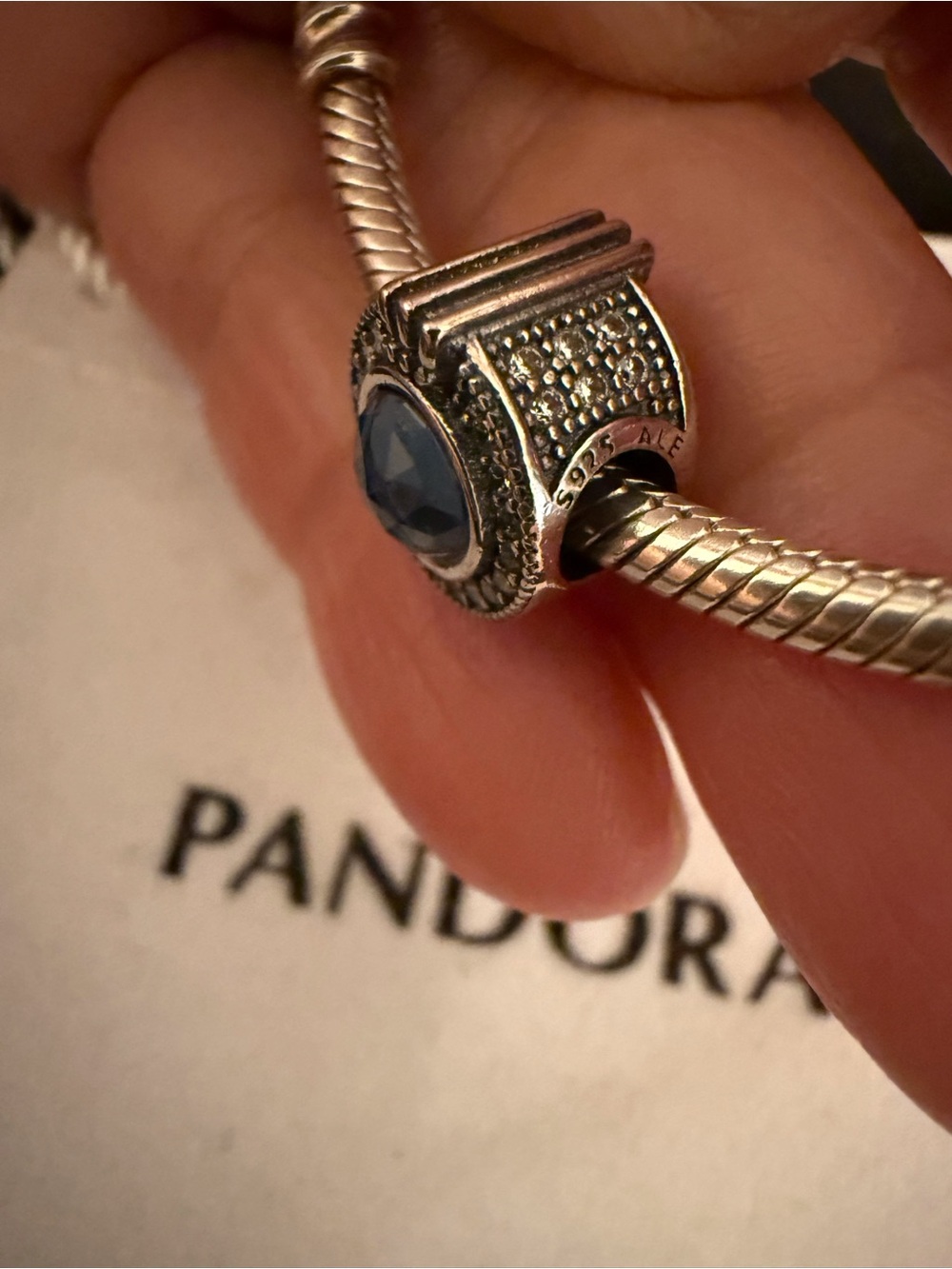 Pandora Silver Blue Faceted Crystal Halo Charm - Picture 2 of 15